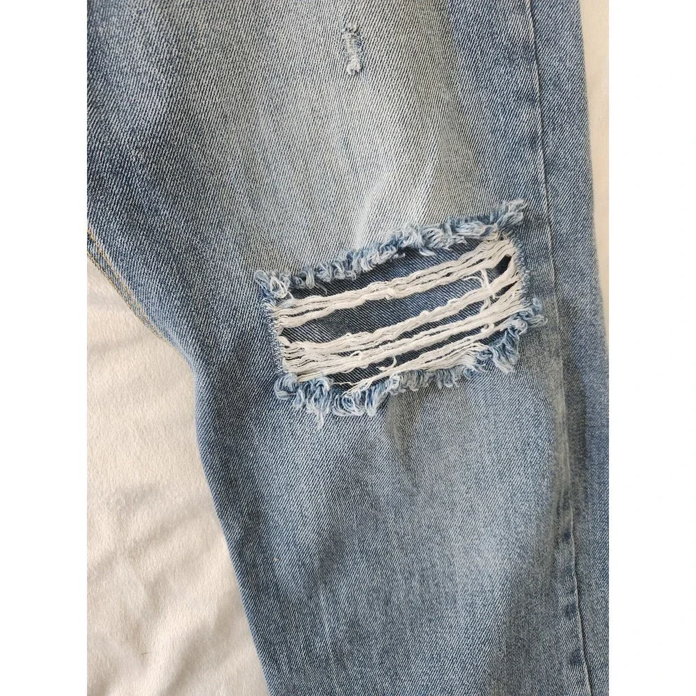 Avec Les Filles Med Wash Distressed Straight Leg Sz 31 button fly beach boho - Picture 5 of 12